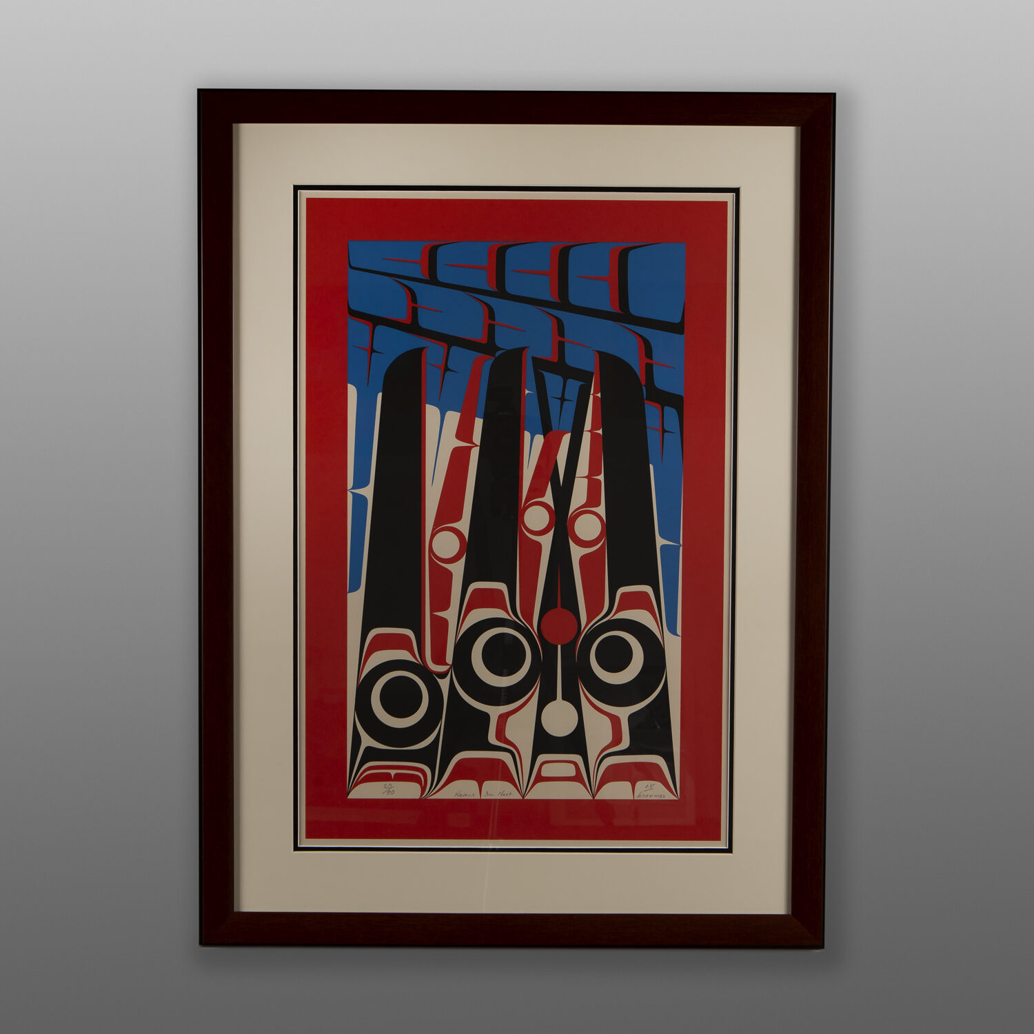 Ravens in Nest
Doug Cranmer (1927 - 2006)
Kwakwaka'wakw
Framed serigraph
36" x 26"
$2800