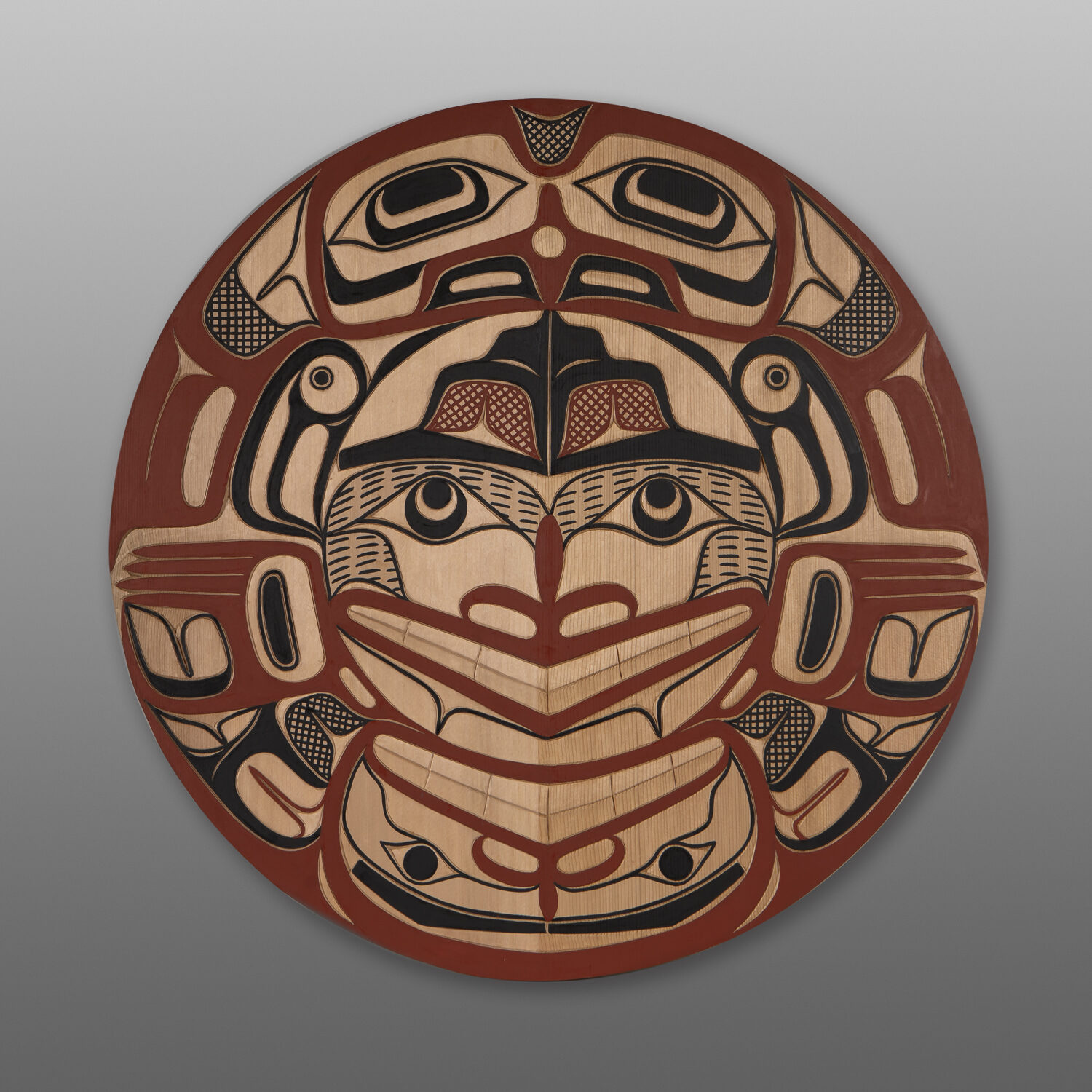 Eagle & Chief Panel
David Boxley
Tsimshian
Red cedar, paint
28" dia.
$2,800