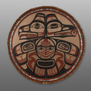 Raven & Eagle Panel
David Boxley
Tsimshian
Red cedar, abalone, paint
31" dia. x 1"
6,500