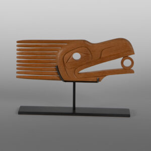 Raven & the Light Comb
Dean Hunt
Heiltsuk
Red cedar, custom stand
7½” x 5" x ½” 
1,400