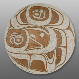 Raven with a Broken Beak Panel
Roger Smith
Haida
Red cedar, paint
35½” dia. x 2"
$6800
Panel Show 2025