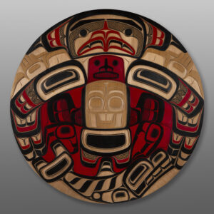Thunderbird & Orca Panel
Corey Moraes
Tsimshian
Red cedar, paint
36" x dia. x 2"
Panel Show 2025