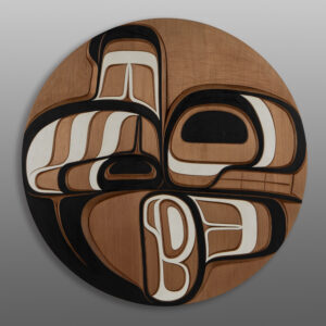 Ńeekhl – Killer Whale Panel
Harrison Martin
Tsimshian/Nisga'a
Red cedar, paint
30" dia. x 1 ¾”
3600
Panel Show 2025