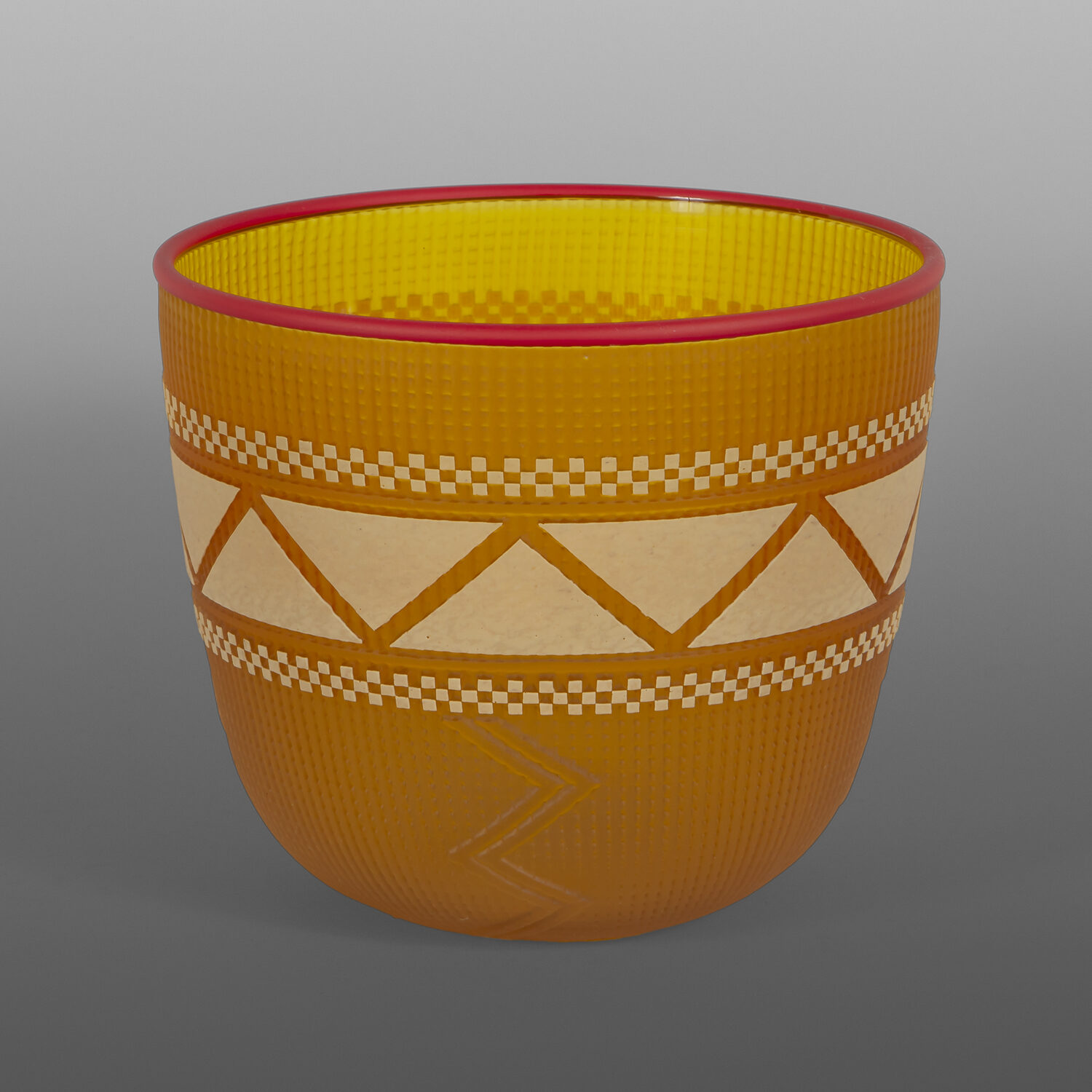 Amber and Red Basket
Preston Singletary
TlingitBlown & sand-carved glass
5¾” x 6½” dia.
4200
