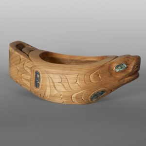 Seal Bowl
Drew Yliniemi
Tsimshian
Alder, abalone
13" x 5" x 6½"
1,800
