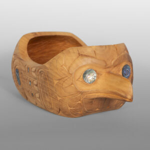 Baby Raven Bowl
Drew Yliniemi
Tsimshian
Alder, abalone
13½" x 5½" x 7½"
1,800