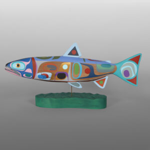 Salmon II
Steve Smith - Dla'kwagila
Oweekeno
Red cedar, paint
4" x 22½" x 10"
9,000