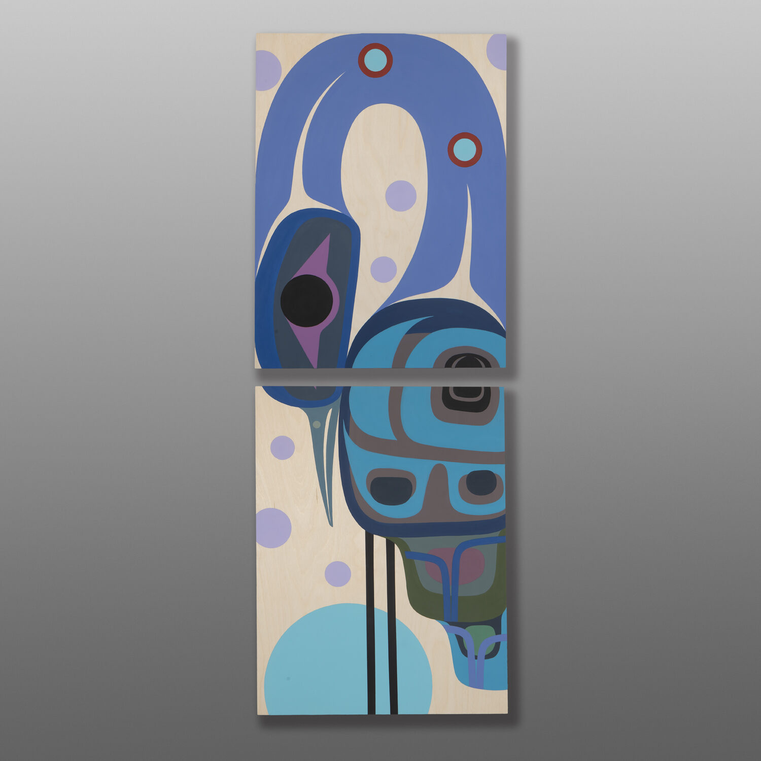 Blue Moon Heron
Steve Smith - Dla'kwagila
Oweekeno
Acrylic on birch panel diptych
48" x 18" x 1½”
4500