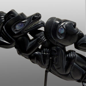 The Messengers
Gary Olver
Woodland Cree
Argillite, abalone, bone, custom stand
5” x 2¼” x ½” (4½" with stand)
7,400