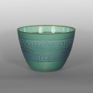 Sky Green Basket
Preston Singletary
Tlingit
Blown & sand-carved glass
6¾" x 9¼" dia., b24-18
$6000