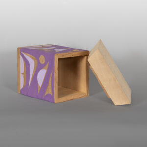 Purple Finch Bentwood Box
Andy Peterson
Coast Salish
Red cedar, yellow cedar, paint
7½" x 6½" x 6½"
475