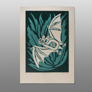 Maguey Bidshiñ (Mexcal Plant - Bat)
Crystal Worl
Tlingit
Woodblock color reduction print
19½" x 14"
250