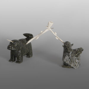 Connecting Souls
Pitseolak Qimirpik
Inuit
Serpentine, antler
15" x 9" x 7¾"
$1,900