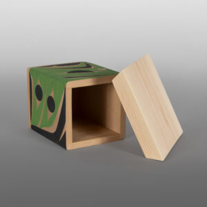 Green Heron Bentwood Box
Andy Peterson
Coast Salish
Red cedar, yellow cedar, paint
7¼" x 6½" x 6½"
475