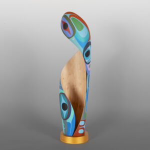 Family Spiral
Steve Smith - Dla'kwagila
Oweekeno
20" x 5" dia.
(4½" dia. base)
Acrylic on turned maple
$