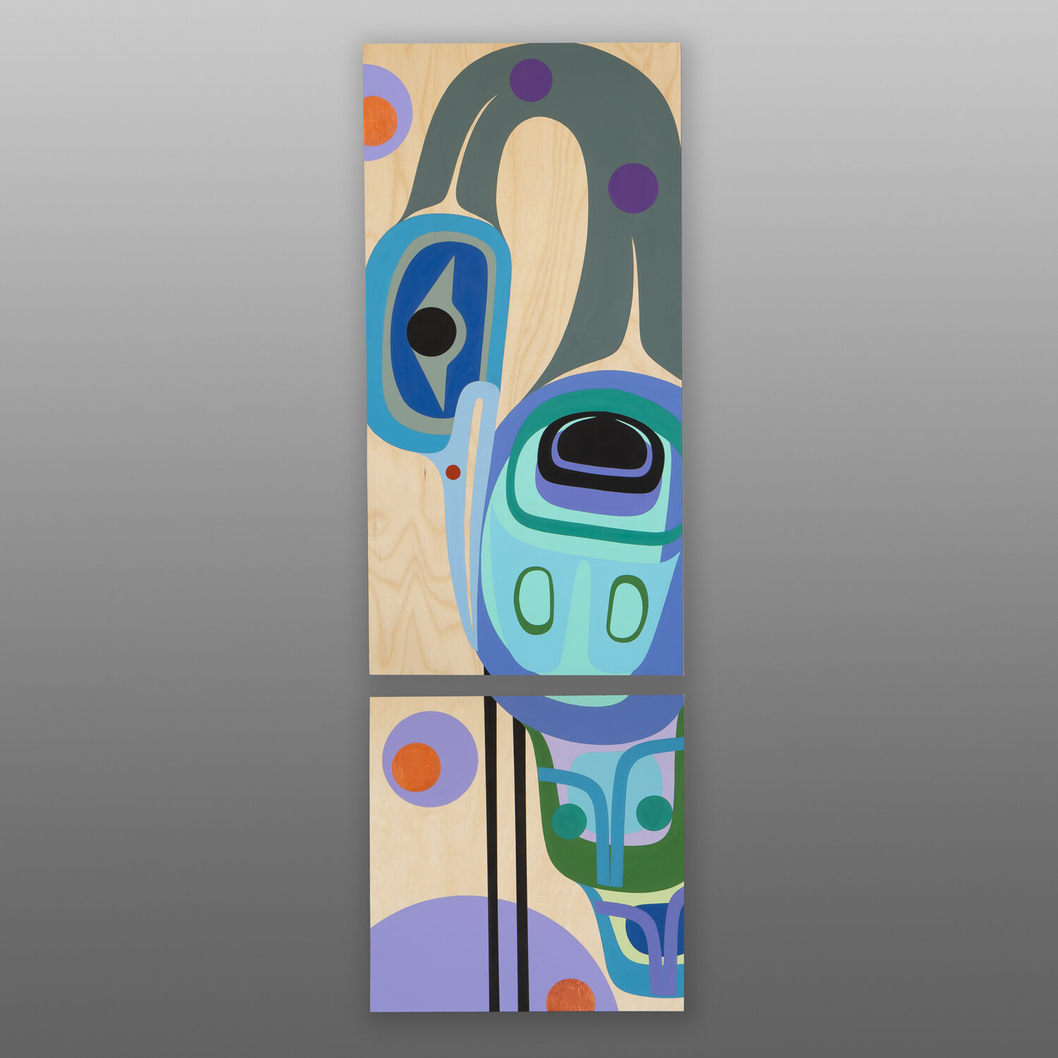 Solitude
Steve Smith - Dla'kwagila
Oweekeno
Acrylic on birch panel diptych
36" x 12" x 1⅝"
3,200