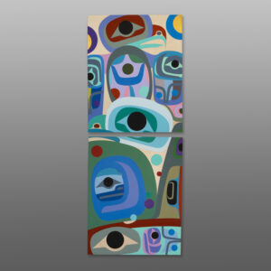 Contentment
Steve Smith - Dla'kwagila
Oweekeno
Acrylic on birch panel diptych
60" x 24" x 1⅝"
$