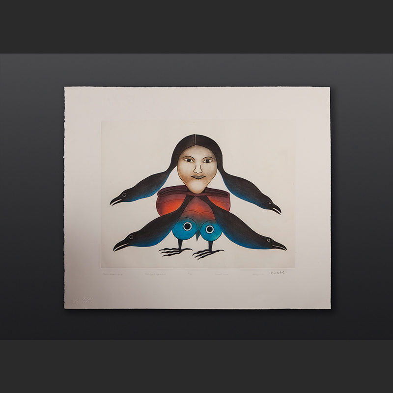 Timmiaruqsimauq Bird Woman Transformation Kenojuak Ashevak Etching & Aquatint 29" x 34" $2800