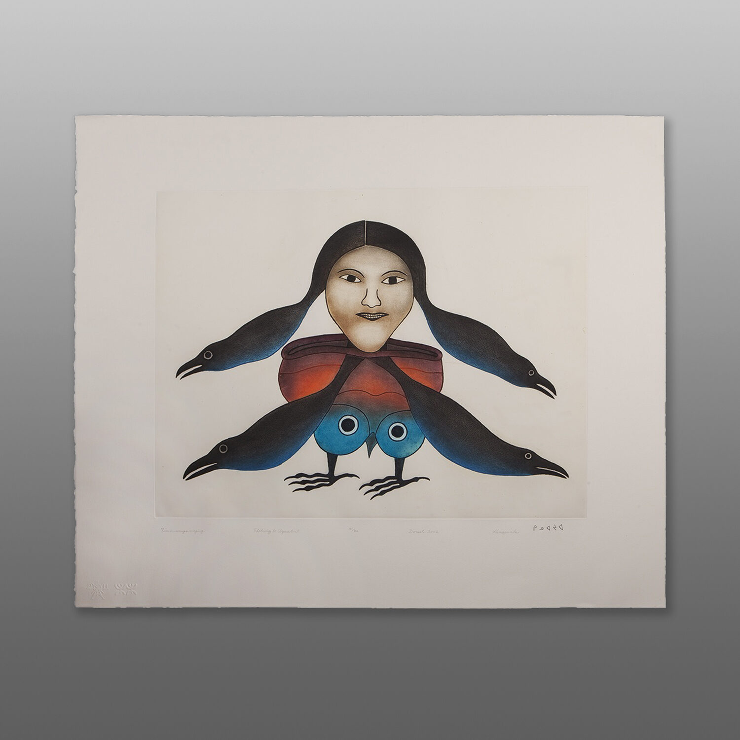 Timmiaruqsimauq
Bird Woman Transformation
Kenojuak Ashevak
Etching & Aquatint
34" x 28½"
$2500
