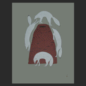 QUVIANAQTUK PUDLAT Sly Foxes Stonecut Printer: Cee Pootoogook