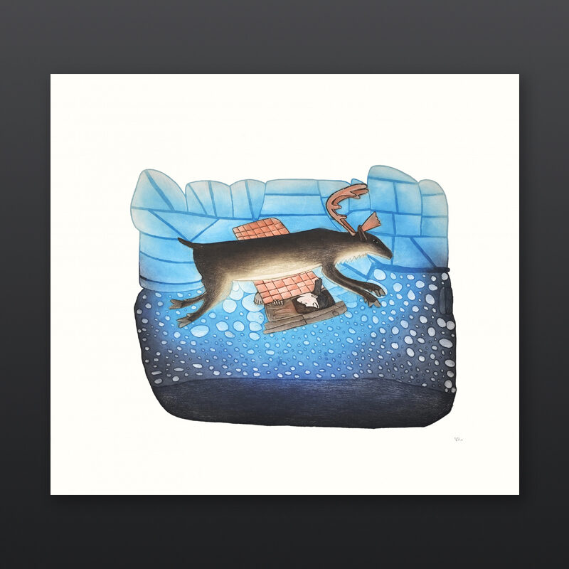 Counting Caribou Kakulu Saggiaktok Inuit Cape Dorset Print 2017 Etching Aquatint