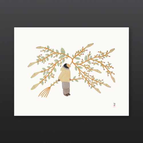 Arniniq Inuusiq Breath of Life Qavavau Manumie Inuit Stonecut Stencil Cape Dorset Print 2017